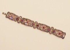 LA VINTAGE art deco style crystal glass rhinestone bracelet Kathy Levine pink