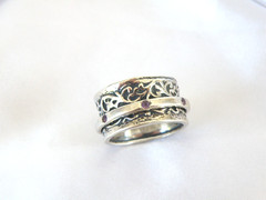 Vintage Sterling Silver 925 Natural Amethyst Spin Spinning Vine Ring 9.5