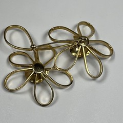Gold Tone Metal Wire Abstract Modernist Flower Brooch Vintage 3″ X 2.4″