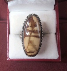 Vintage Elongated Jasper Sterling Silver 925 Ring Size 8