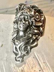 Art Nouveau ring face art deco band size 4 sterling silver women girls