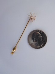 Lovely Rare Edwardian 1900s 14K Gold White Enamel Diamond Sun Star Stick Pin ☀️