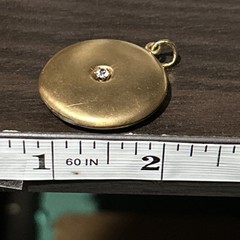 Victorian 9.9g Round Matte Gold Filled Locket Pendant Photo C Co Stamp CZ Stone