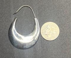 Sterling Silver Crescent Hoop Earrings Minimalist Modern Half Moon Huggies