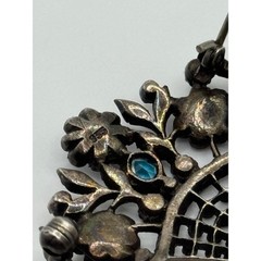 Vintage 935 Sterling Silver Paste Giardinetto Flower Basket Brooch Pin