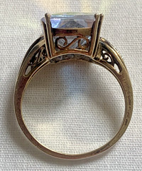 Vintage Gold Over Sterling Mercury Mist Topaz? Ring with Blue Accent Stones