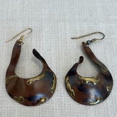Vintage Copper Ral Rolph Andrea Ludden Pierced Earrings Cuffs Copper Brass