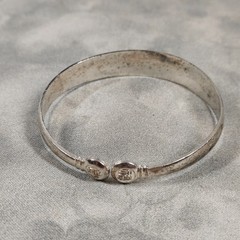 Vintage 925 Tibetan Silver Fu Good Luck Floral Cuff Bracelet 14.38g Asian Bangle