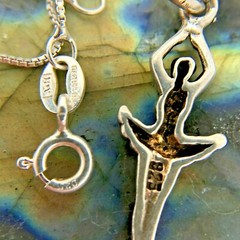 AGI Vintage Sterling Silver Ballerina Dancer Necklace 18″