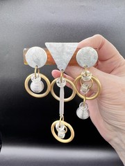 Vintage Lucite, Mixed Metal 1960s Modernist Brooch