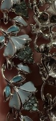 Coro Vintage Signed Pegasus Blue Enamel Rhinestones Floral Necklace Choker