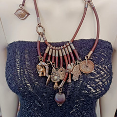 UNOde50 Rare Boho Leather Charm Necklace Statement Talismans Spiritual Unisex