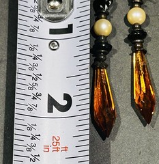 Art Deco Style Long Drop Earrings Amber Glass Prisms Sterling Hooks 4.48 Grams