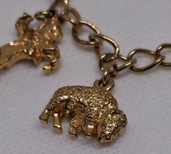 Western Cowboy Rodeo Charm Bracelet Solid Copper Gold Tone Horse Buffalo Wagon