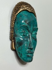 Vintage Signed ART DECO 89 #B067 Enameled Turquoise Colored Head Pin Brooch