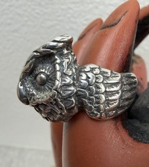 Sterling Silver OWL Ring Sz 7 Artisan Signed Boho Goth REN Faire Modernist 925