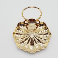 Jeri Lou Gold Tone Floral Like Curved Ridge Gold Tone Vintage Scarf Ring Clip