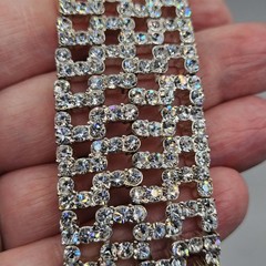 Rhinestone Wide Bracelet Stretch Band Clear Glass Stones Sparkling Party