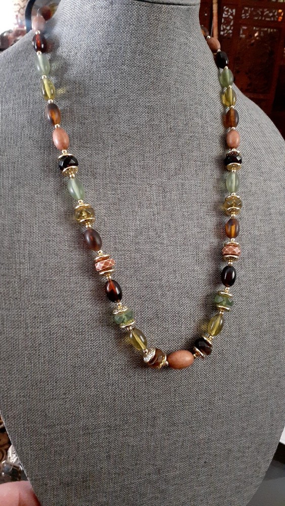 Vintage Lucite Multi color Bead necklace. 28 In