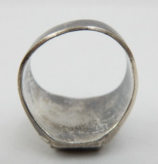 VINTAGE SILVER ASIAN “GOOD FORTUNE” BLACK ONYX RING, SIZE 10-1/2, 11.8 GRAMS