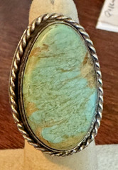 Vintage Big Navajo Ring Turquoise Sterling Silver Size 4 3/4 Old Pawn Unsigned