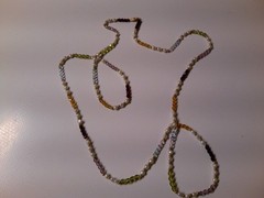 Vintage beaded necklace – clasp marked 14K RTT — 42″