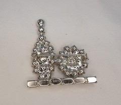 VTG Signed B David Brooch – Bowling Ball & Pin – Black/Clear Crystal Stones