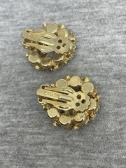 Vintage Signed Weiss Goldtone Clear And AB Crystals Rhinestones Clip On Earrings