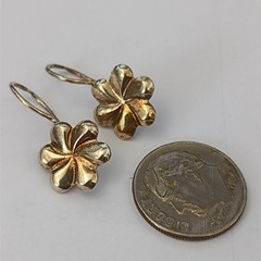 Vintage Soviet Gold Wash 875 Silver Earrings USSR Russian Floral Dangle Vermeil