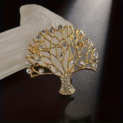 Fashion Tree of Life Brooch Pin with Rhinestone Elegant Alloy Wedding Party Gift