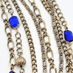 Maximalist Waterfall Gold Tone Multi Chain Beaded Station Vintage Necklace Korea