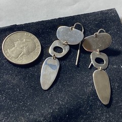 Pierced Earrings Mobile Articulated Mod Sterling 2 1/4” Signed RLM Studio