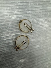 vintage HILLCRAFT CASTLECRAFT 1950s Slide-On EARRINGS .75” AURORA BOREALIS