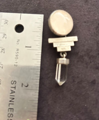 VTG 925 Sterling Silver Rose Clear Quartz Crystal Point Step Pendant Art Deco