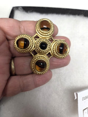 Vtg Danecraft nos gold tone glass cabochon Maltese Cross pin