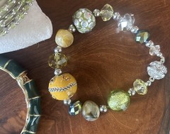 VTG Estate Lot Of 7 Green Bracelets – Stone, Clamp, Rhinestone, Bangles