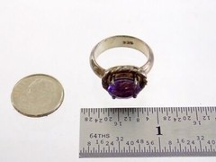 Sterling Silver Oval Cut Amethyst Ring 925 Braid Edge Motif Size 8.25 7.8g