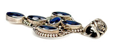 Vintage Style 925 Silver Pendant Blue Marquise Stones Ornate Filigree Design 2″