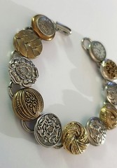 Vintage Silver/Gold/Brass/Copper Assorted Metal Button/Paris Watch Face Bracelet