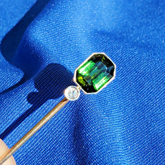 EARTH MINED Demantoid Deco Original Gatsby era Antique Platinum 14K Pin Signed
