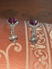 Large 14K Solid Gold Authentic Natural Ruby Diamond Leaf Earrings AGI Certified!