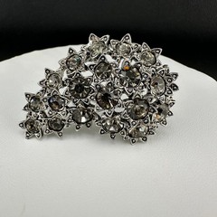 Vintage Rhinestone Brooch Smokey Gray Star Celestial Galaxy Sparkle Cluster