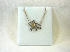 Vintage c1970’s -1990’s 925 Sterling Silver *167 AR Enamel Panda Necklace