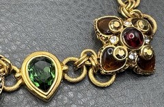 Vtg Jose & Maria Barrera Byzantine Revival Rhinestone Drop Pendant Necklace 25”
