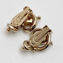 Vintage Reinad Clear Crystal Ribbon Clip Earrings Gold Tone Hollywood Regency