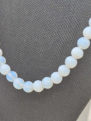 Vintage Opalite/Opaline Glass Beaded Necklace 18″ Long