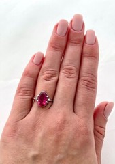 VINTAGE SET OF EARRINGS & RING 18K WG TOURMALINES & DIAM, APPR. VALUE USD $3,500
