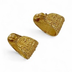 Vintage YSL Gold Tone Textured Clip On Earrings France Signed Statement
