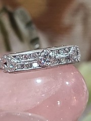 Antique Art Deco Platinum Diamond Wedding Engagement BAND Ring Estate Fine
