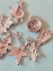 Enamel Silver Plate Fall Season Charm Pendant Lot Figural Scarecrow Corn Pumpkin